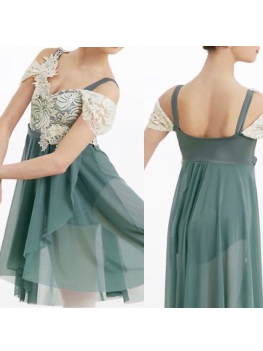 WEISSMAN Dance Costume ballet sage green leotard dress I REST LA adult